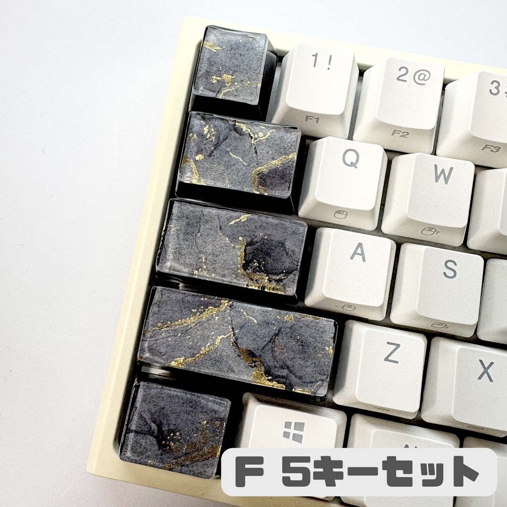 【キーキャップ】大理石風【ブラック】