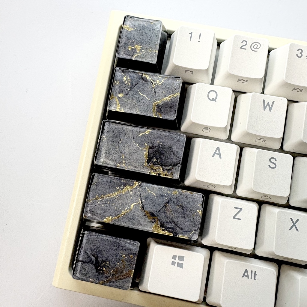 【キーキャップ】大理石風【ブラック】