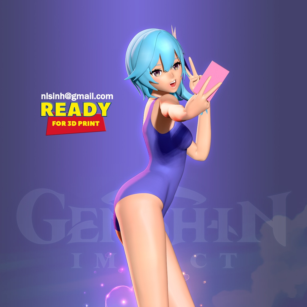 Eula in swimsuit - Genshin Impact Fanart