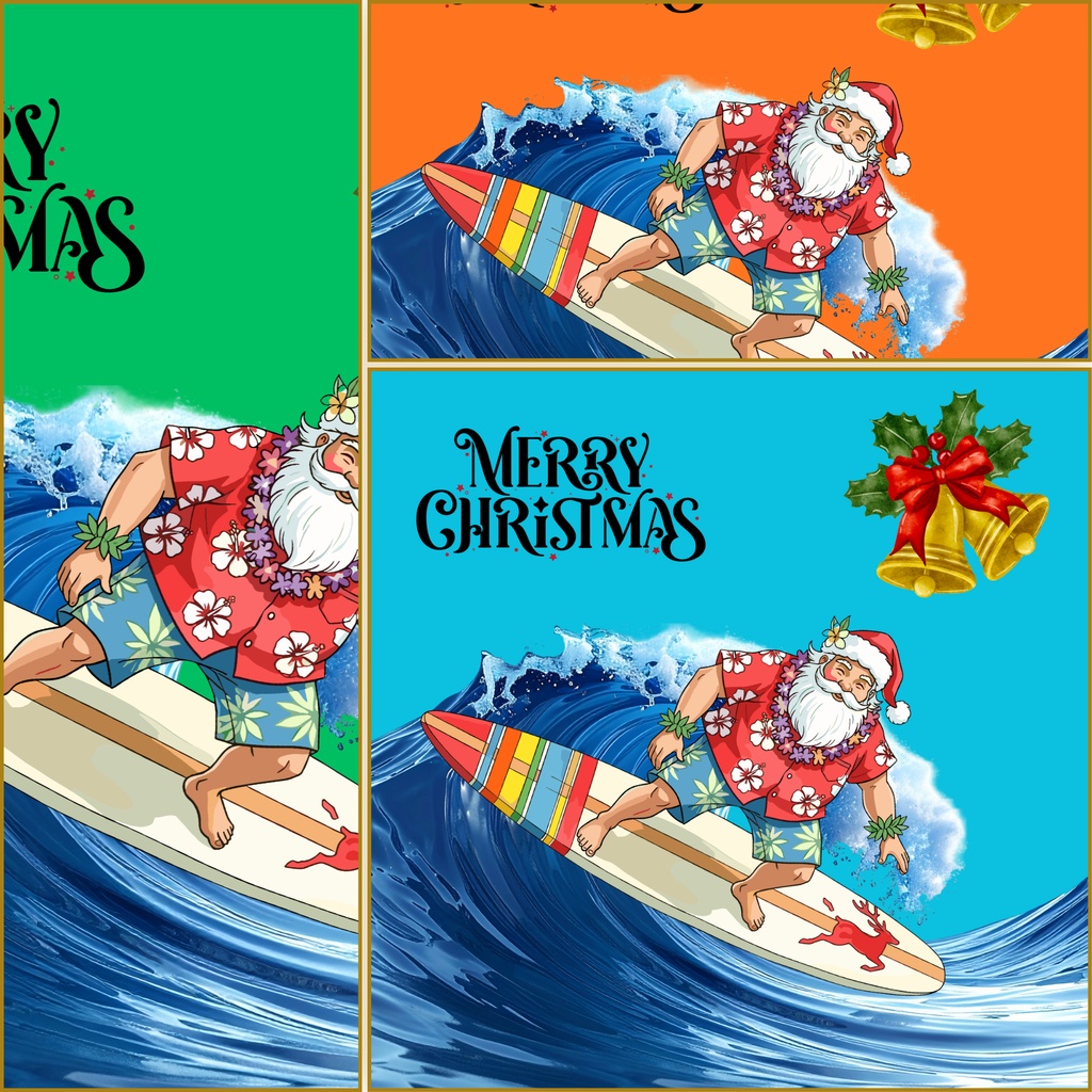 【背景素材】常夏のクリスマス風 デジタルペーパー 6枚セット 2000×2000px(Canva作成/商用利用OK)