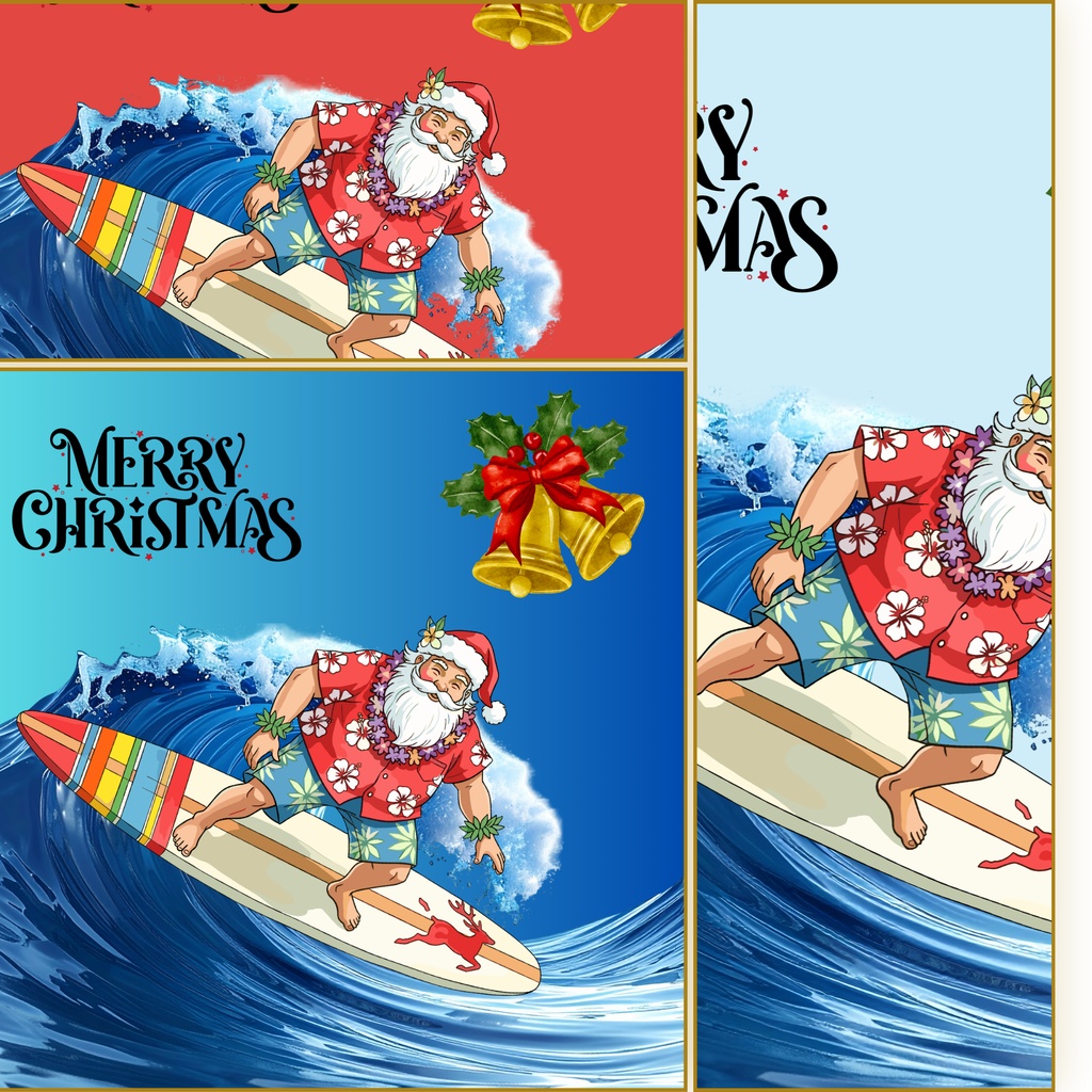 【背景素材】常夏のクリスマス風 デジタルペーパー 6枚セット 2000×2000px(Canva作成/商用利用OK)