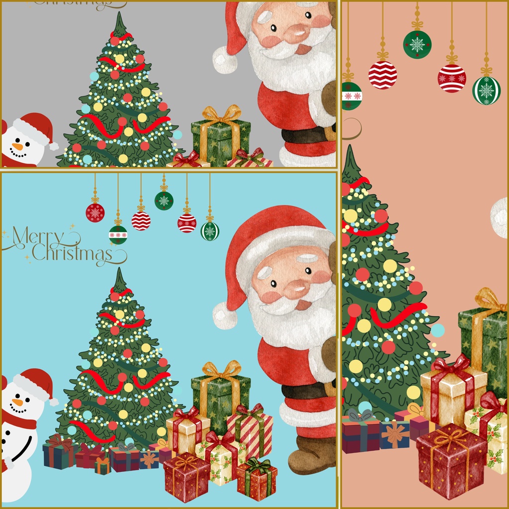 • 【背景素材】水彩風クリスマス デジタルペーパー 6枚セット 2000×2000px（Canva Pro使用/PNG/商用利用OK）