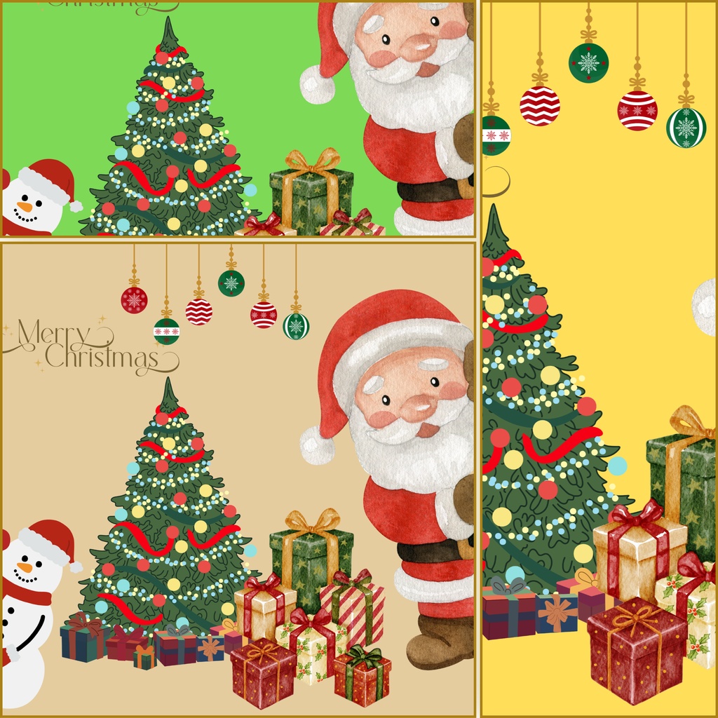 • 【背景素材】水彩風クリスマス デジタルペーパー 6枚セット 2000×2000px(Canva Pro使用/PNG/商用利用OK)