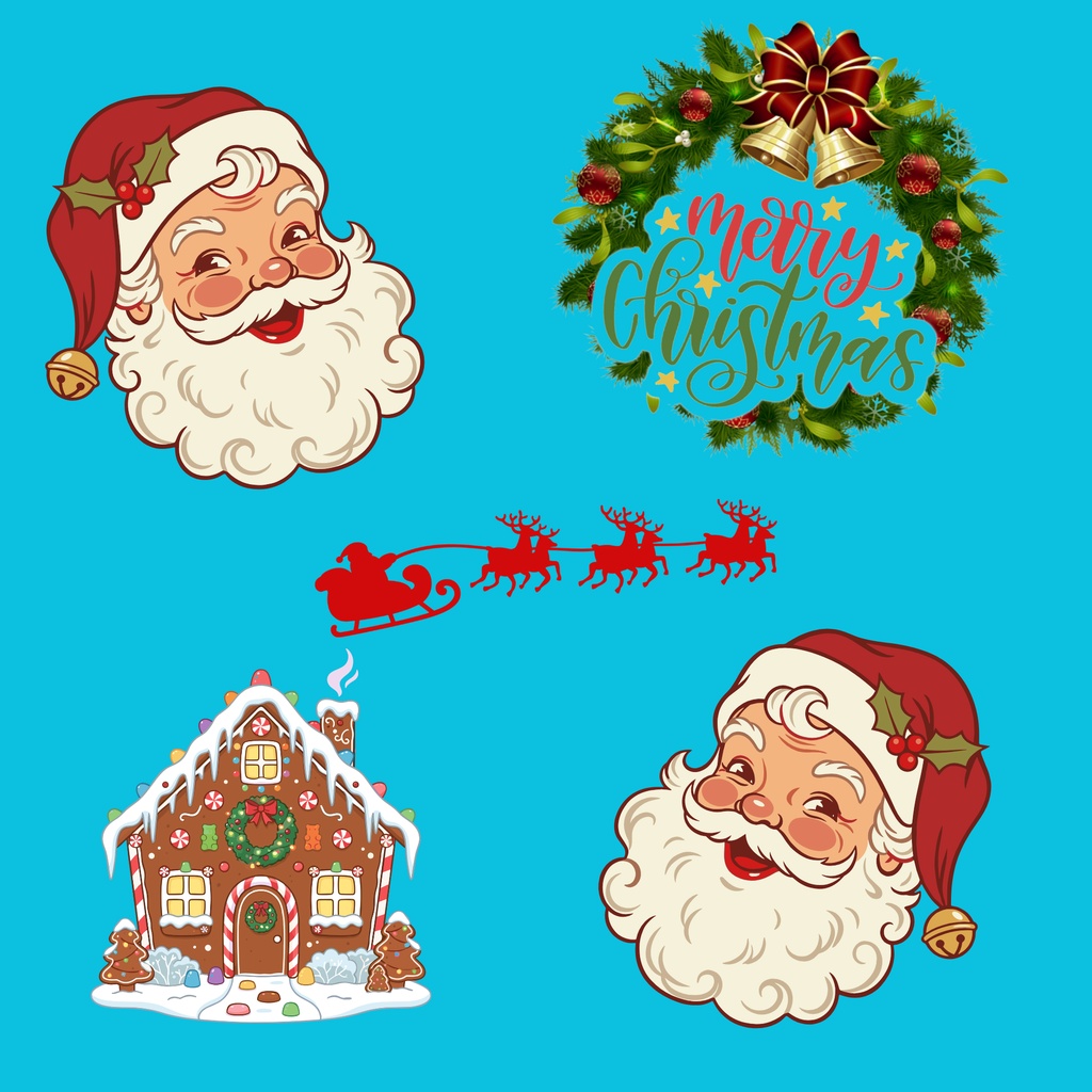 【背景素材】レトロポップなクリスマス デジタルペーパー 6枚セット 2000×2000px(Canva Pro使用/PNG/商用利用OK)