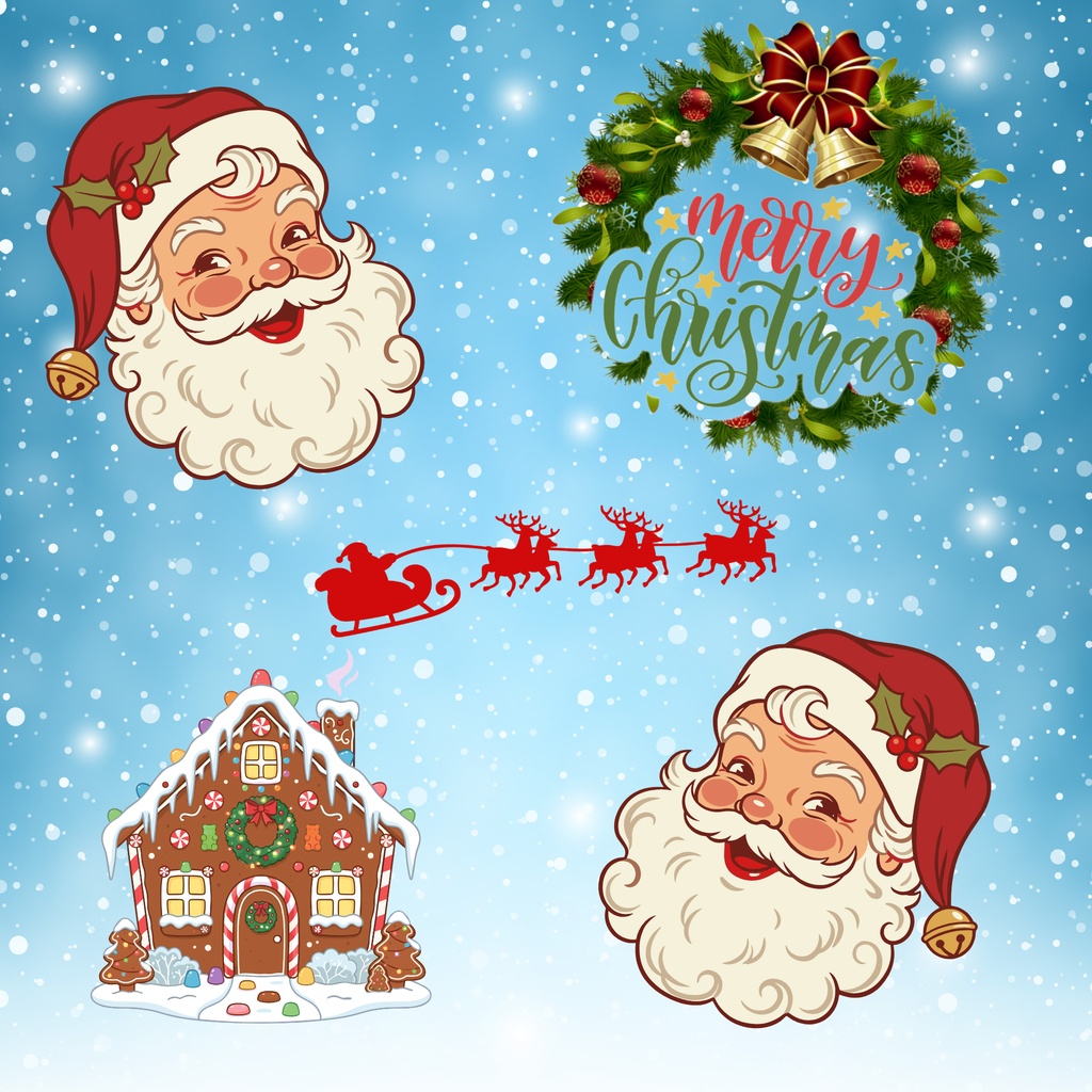 【背景素材】レトロポップなクリスマス デジタルペーパー 6枚セット 2000×2000px(Canva Pro使用/PNG/商用利用OK)