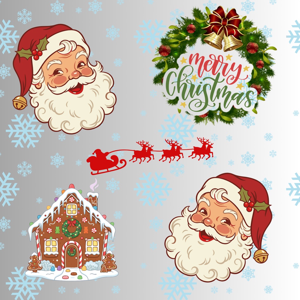 【背景素材】レトロポップなクリスマス デジタルペーパー 6枚セット 2000×2000px(Canva Pro使用/PNG/商用利用OK)