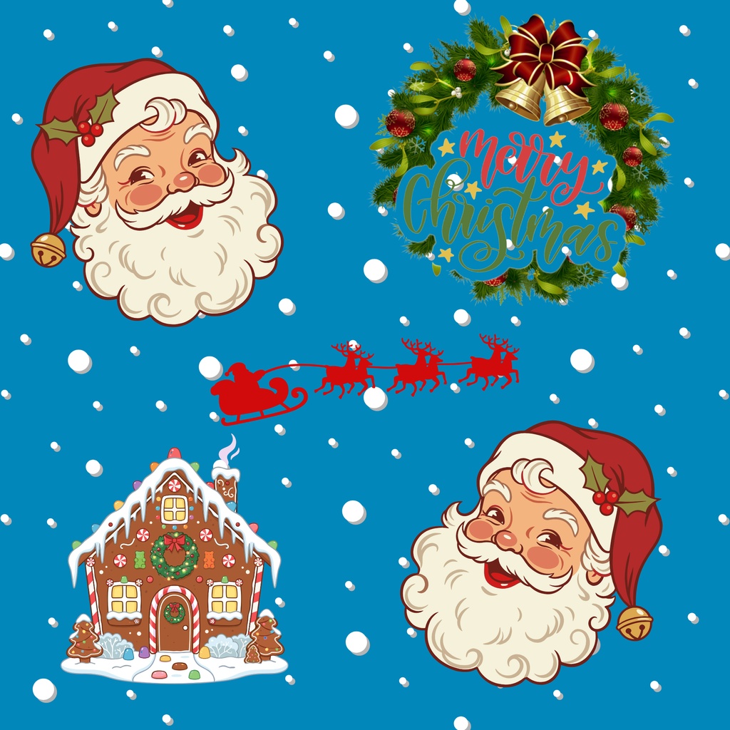 【背景素材】レトロポップなクリスマス デジタルペーパー 6枚セット 2000×2000px（Canva Pro使用/PNG/商用利用OK）