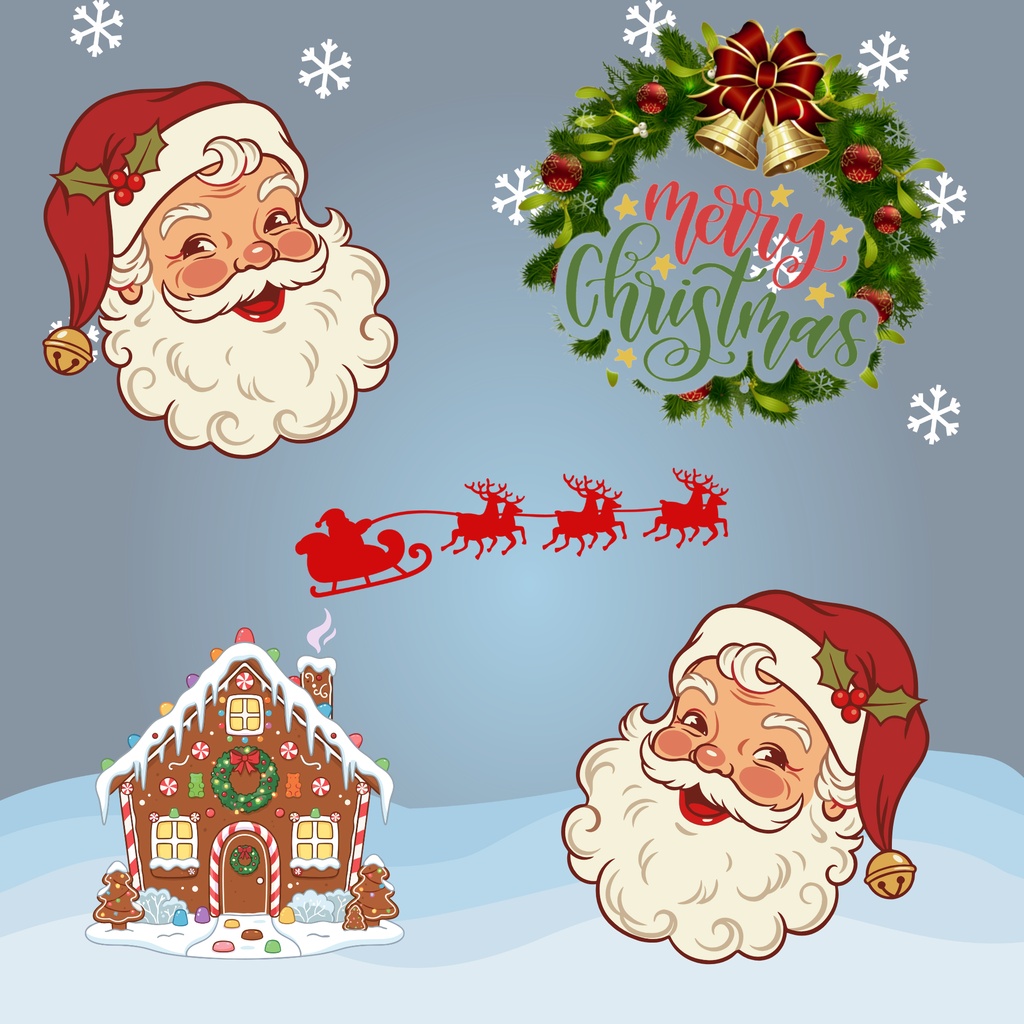 【背景素材】レトロポップなクリスマス デジタルペーパー 6枚セット 2000×2000px(Canva Pro使用/PNG/商用利用OK)