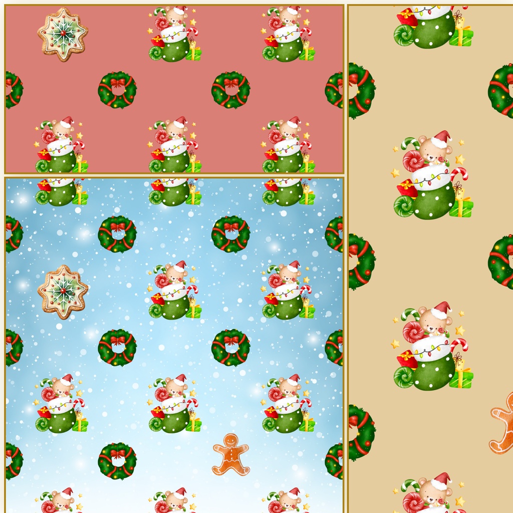 【背景素材】北欧ナチュラルなクリスマス デジタルペーパー 6枚セット 2000×2000px(Canva Pro使用/PNG/商用利用OK)