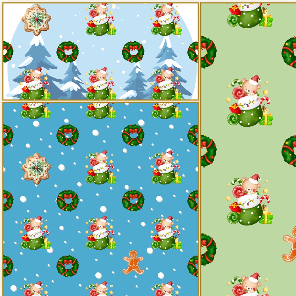 【背景素材】北欧ナチュラルなクリスマス デジタルペーパー 6枚セット 2000×2000px（Canva Pro使用/PNG/商用利用OK）