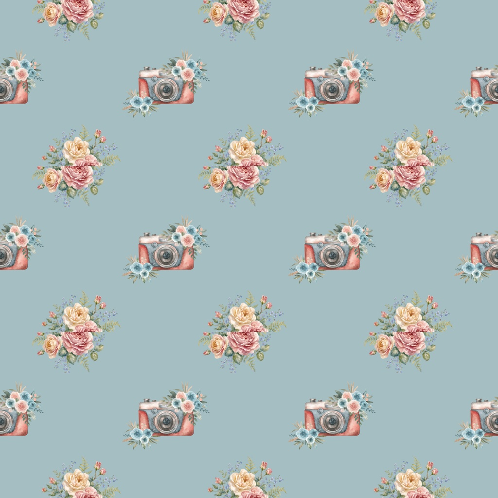 • 【背景素材】アンティークカメラと薔薇のデジタルペーパー 6枚セット 2000×2000px（Canva Pro使用/PNG/商用利用OK）