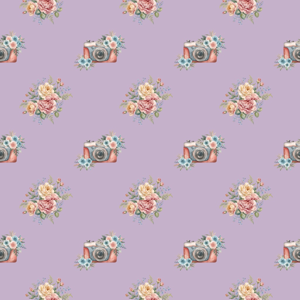 • 【背景素材】アンティークカメラと薔薇のデジタルペーパー 6枚セット 2000×2000px(Canva Pro使用/PNG/商用利用OK)