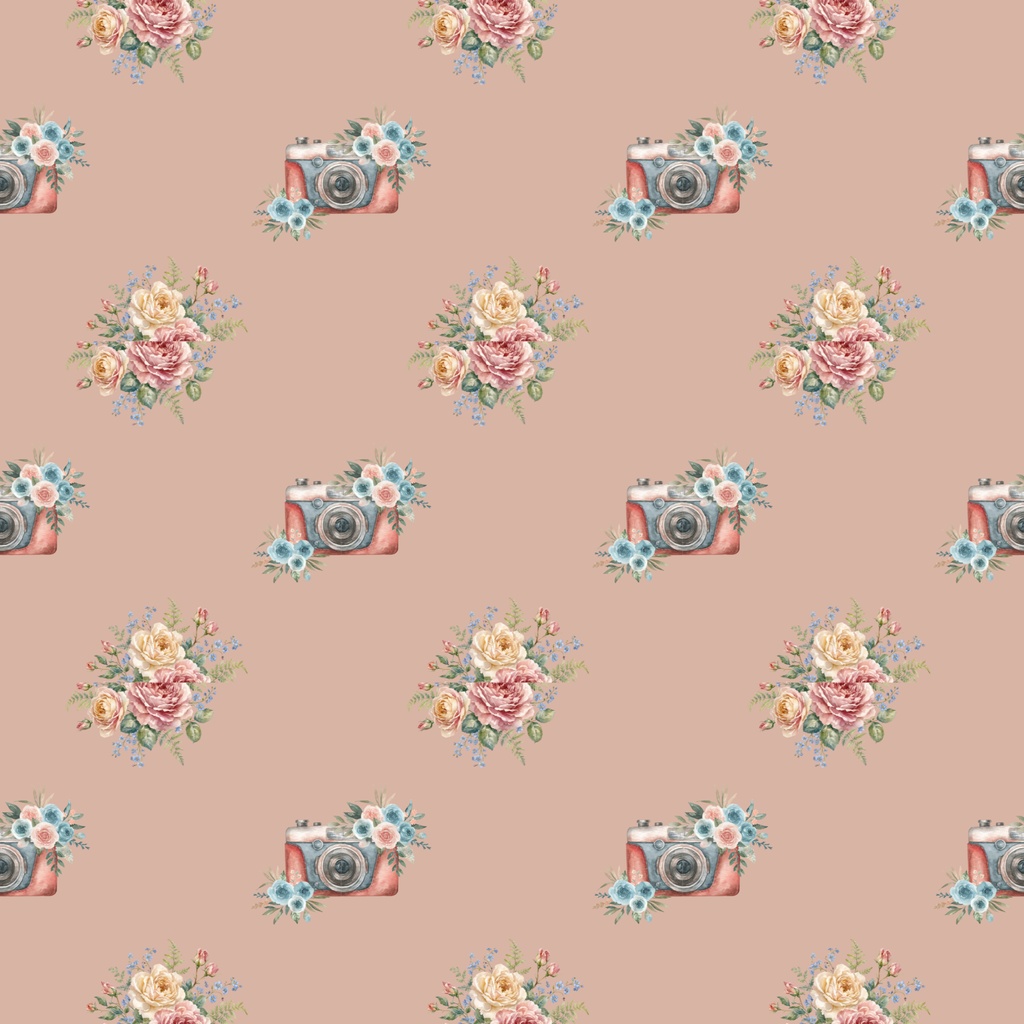 • 【背景素材】アンティークカメラと薔薇のデジタルペーパー 6枚セット 2000×2000px(Canva Pro使用/PNG/商用利用OK)