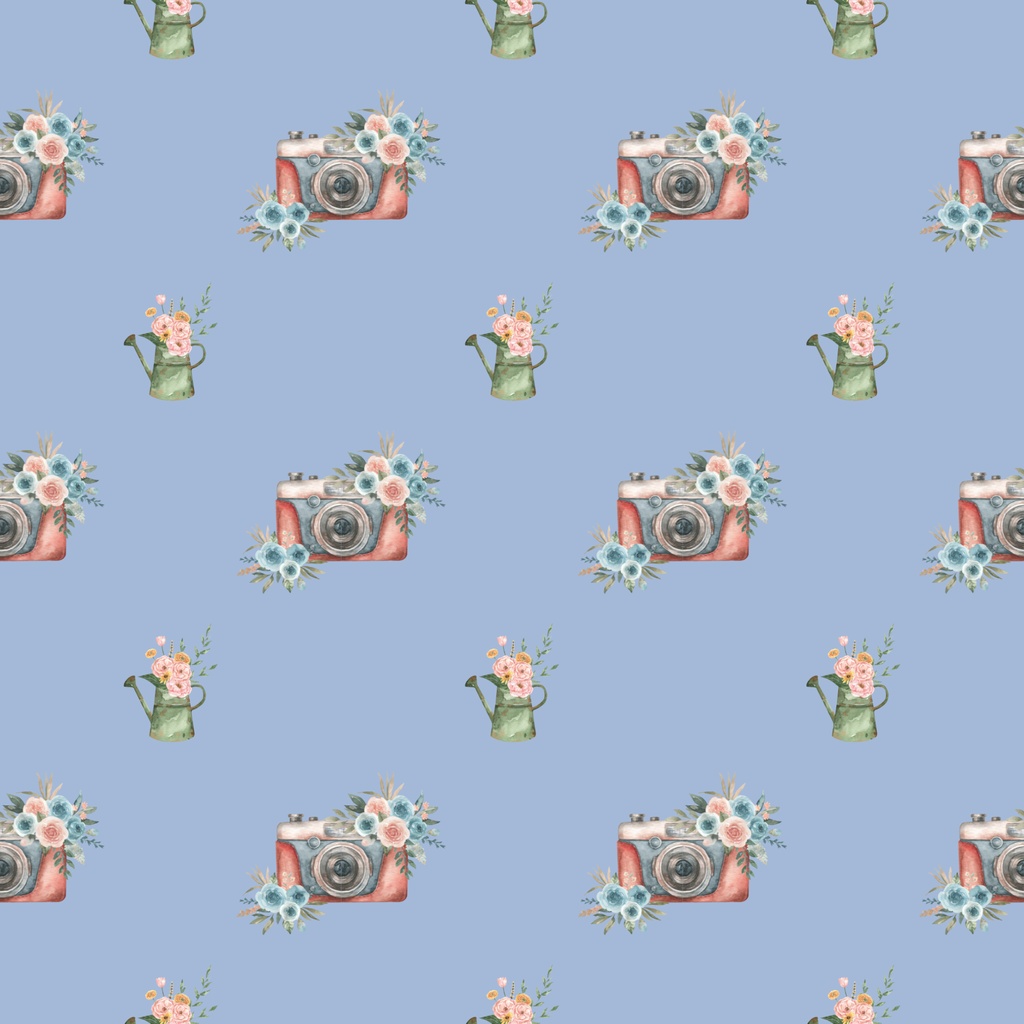 • 【背景素材】アンティークカメラとジョウロのデジタルペーパー 6枚セット 2000×2000px(Canva Pro使用/PNG/商用利用OK)