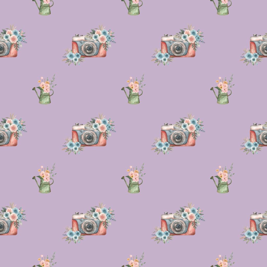 • 【背景素材】アンティークカメラとジョウロのデジタルペーパー 6枚セット 2000×2000px(Canva Pro使用/PNG/商用利用OK)
