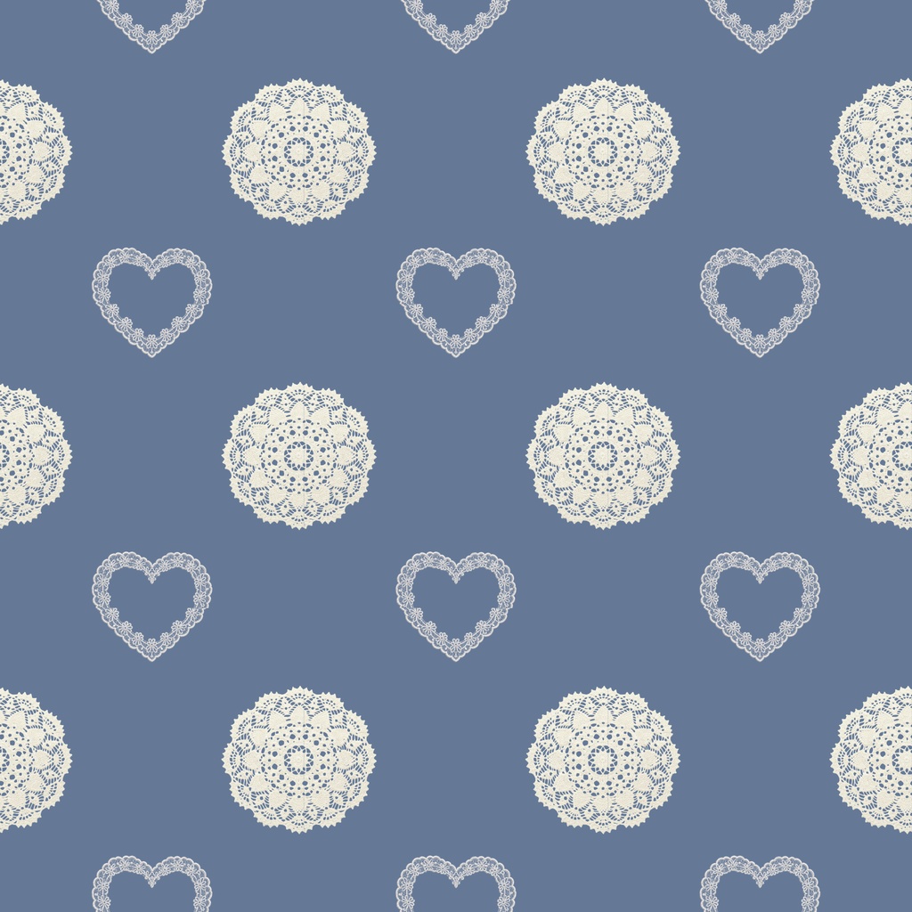 【背景素材】レースドイリーとハートのデジタルペーパー 6枚セット 2000×2000px(Canva Pro使用/PNG/商用利用OK)