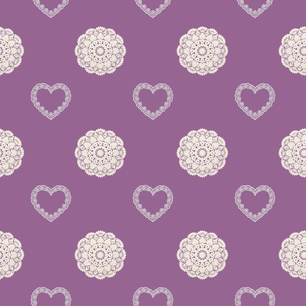 【背景素材】レースドイリーとハートのデジタルペーパー 6枚セット 2000×2000px(Canva Pro使用/PNG/商用利用OK)