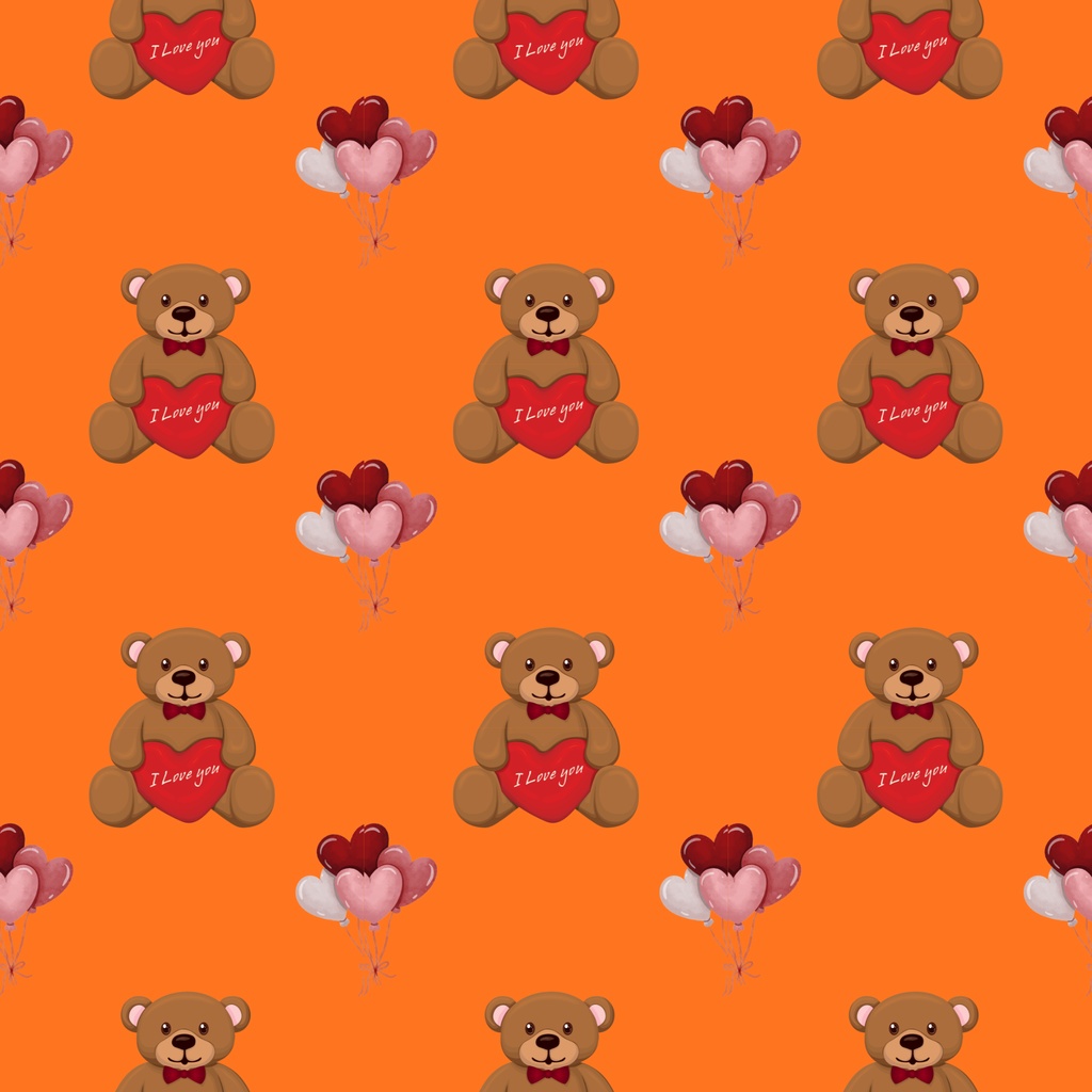 • 【背景素材】ラブリーハート&テディベア 12枚セット 2000×2000px(Canva Pro使用/PNG/商用利用OK)
