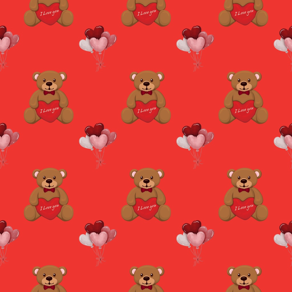 • 【背景素材】ラブリーハート&テディベア 12枚セット 2000×2000px(Canva Pro使用/PNG/商用利用OK)