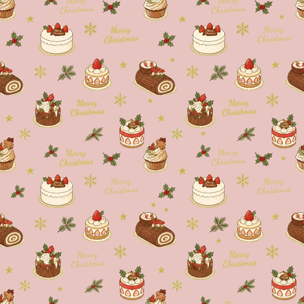 クリスマスケーキ柄(3種)クリスマスプレゼント柄(3種) デジタルペーパー6枚セット|背景素材・デジタル手帳・壁紙・ラッピング|大人可愛い 落ち着いたカラー