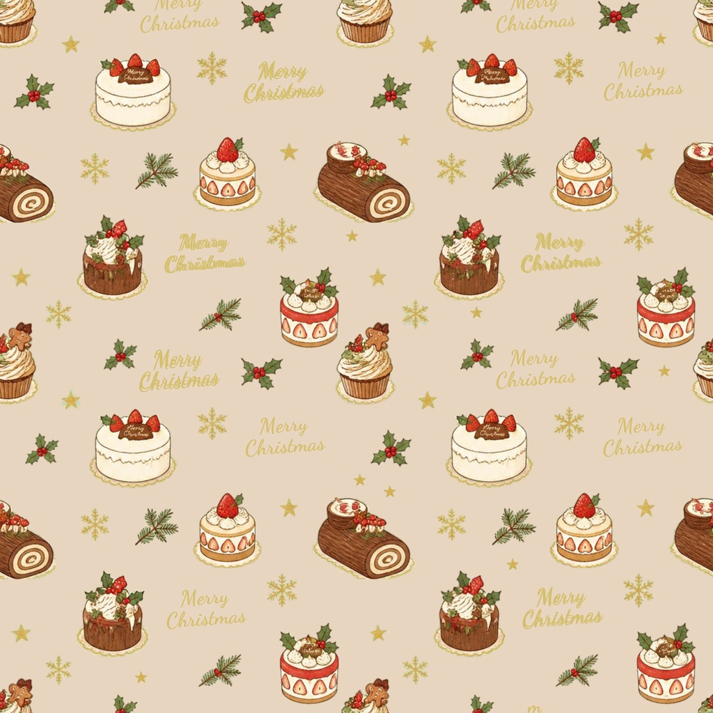 クリスマスケーキ柄(3種)クリスマスプレゼント柄(3種) デジタルペーパー6枚セット|背景素材・デジタル手帳・壁紙・ラッピング|大人可愛い 落ち着いたカラー