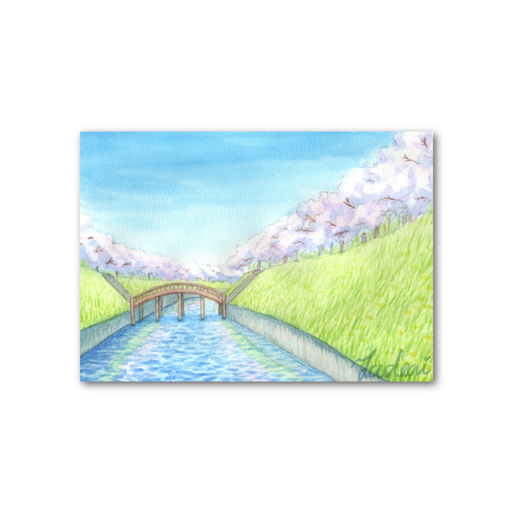 『遠景の桜風景』フォト風カード