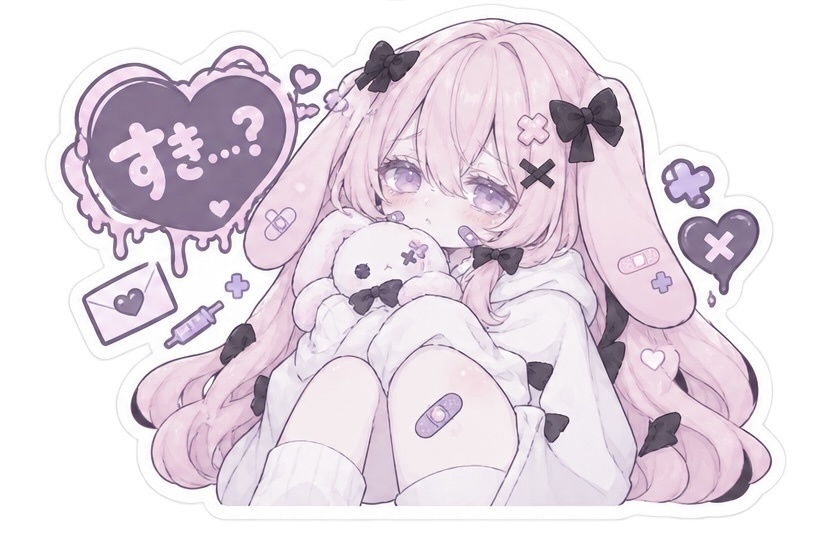 病みかわうさぎしゃんのステッカー￤4種類