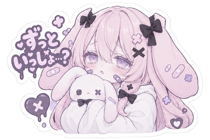 病みかわうさぎしゃんのステッカー¦4種類