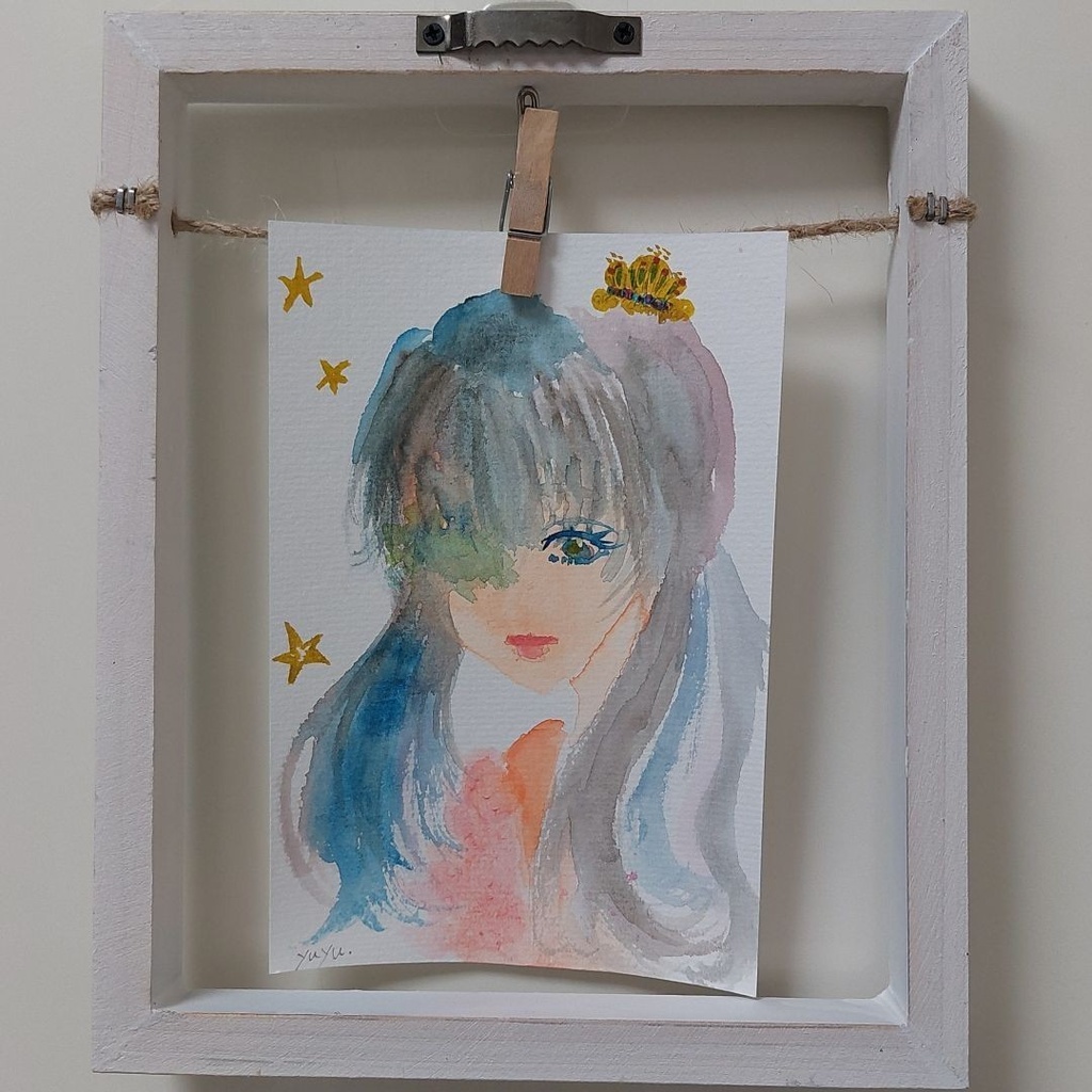 女の子 オリジナル 透明水彩 原画 手描きイラスト