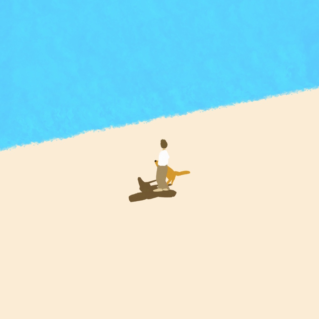 「海に立つ」２０㎝角イラストレーション（フレーム付）