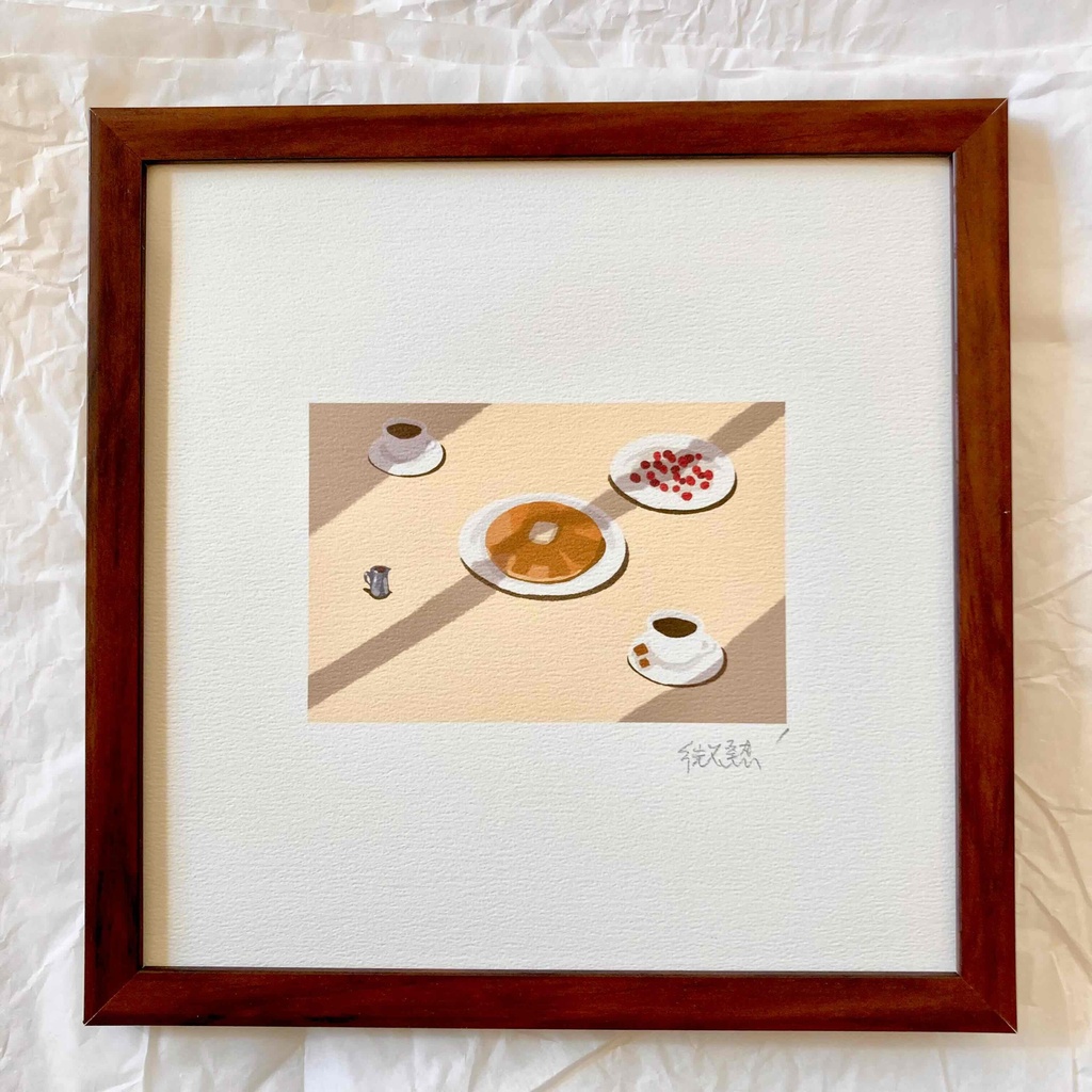「旅の時間」２０㎝角イラストレーション（フレーム付）