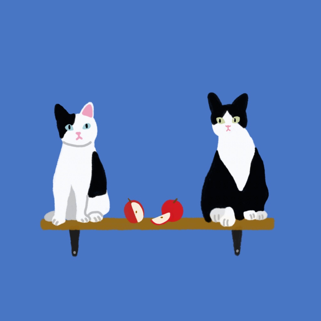 「青い絵」２０㎝角イラストレーション（フレーム付）