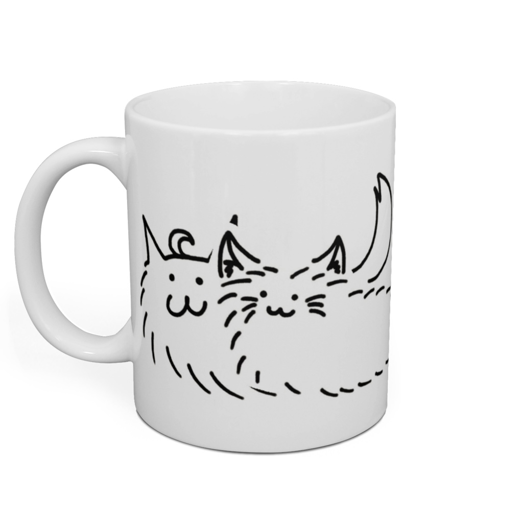 「けだまおーかみとけだまねーこ」マグカップ：よりそい１（寄り添い１）