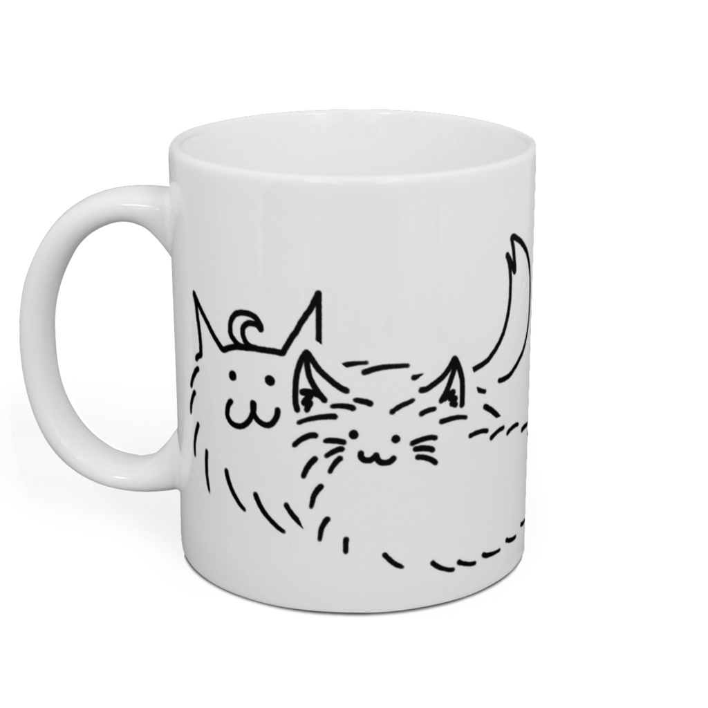「けだまおーかみとけだまねーこ」マグカップ：よりそい２（寄り添い２）