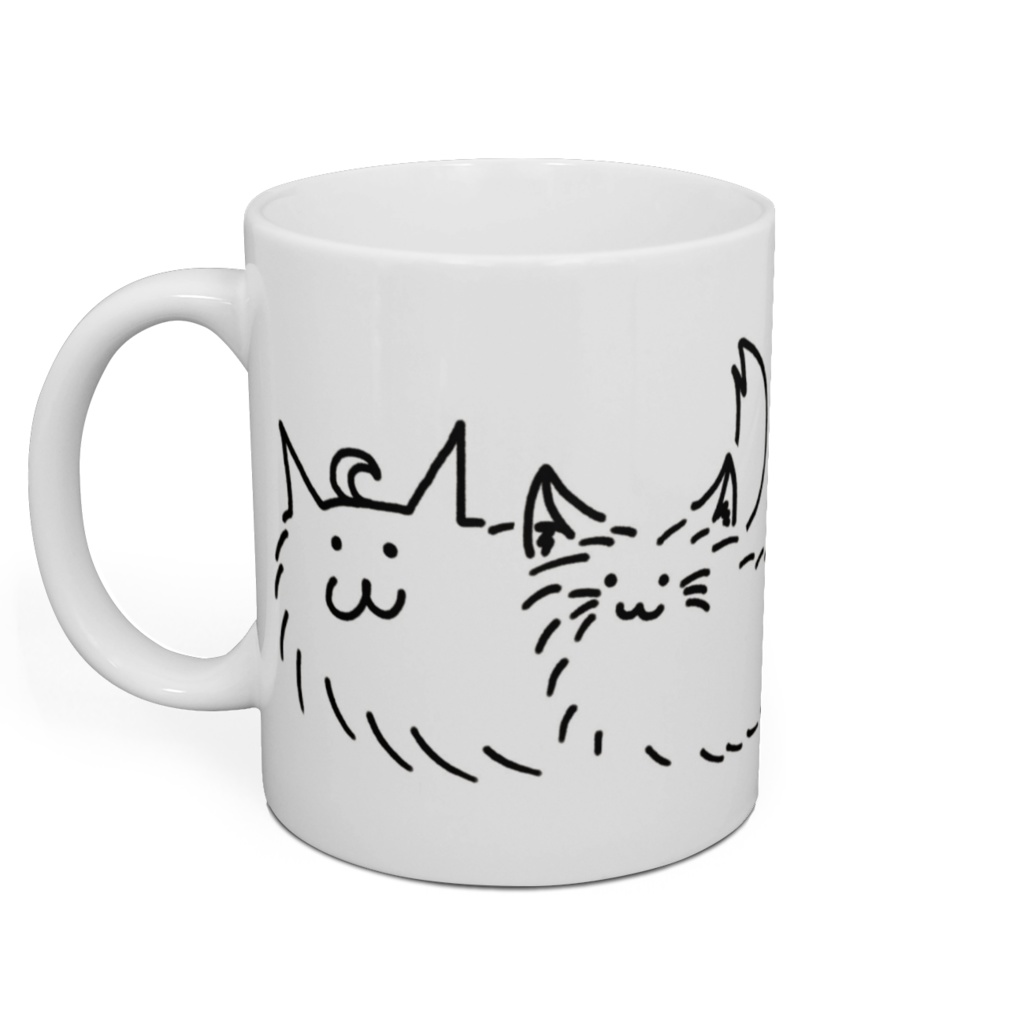 「けだまおーかみとけだまねーこ」マグカップ：よりそい３（寄り添い３）