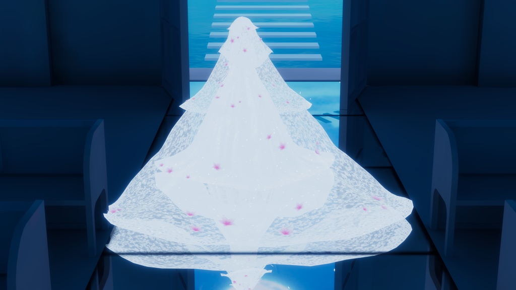 花付きロングウエディングベール-Long wedding veil with flowers-