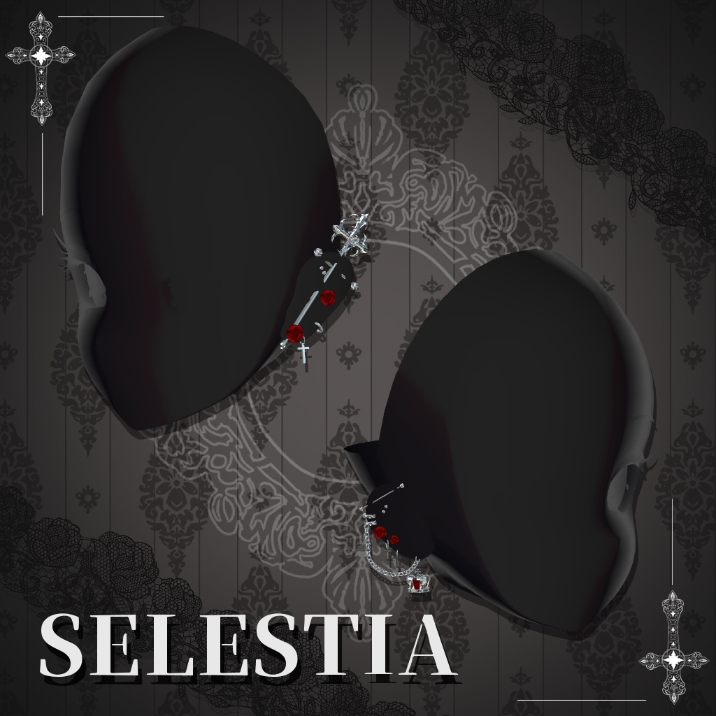 【10アバター対応】ゴシックネイル&ピアス-scarlet-