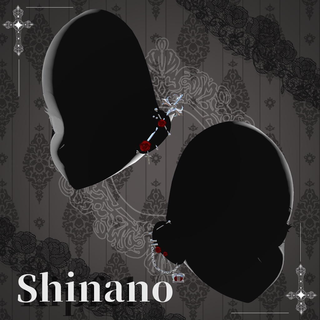 【10アバター対応】ゴシックネイル&ピアス-scarlet-