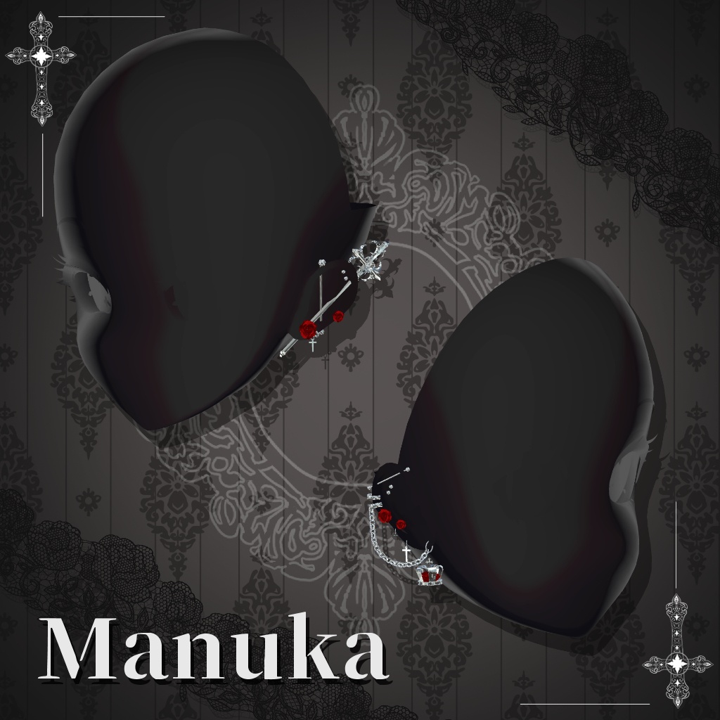 【10アバター対応】ゴシックネイル&ピアス-scarlet-