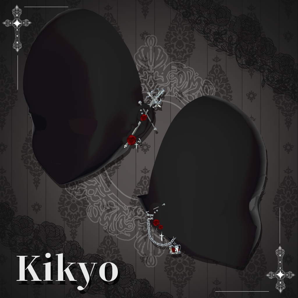 【10アバター対応】ゴシックネイル&ピアス-scarlet-