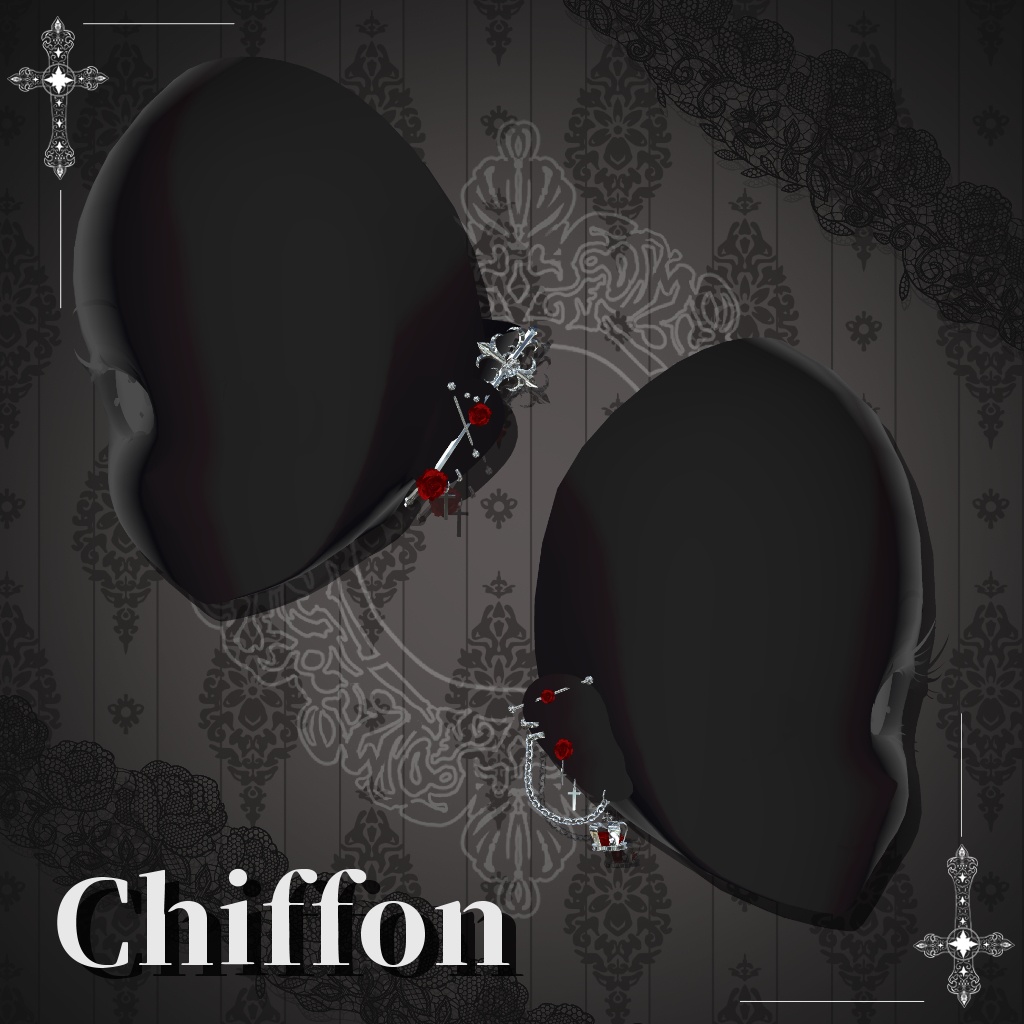 【10アバター対応】ゴシックネイル&ピアス-scarlet-