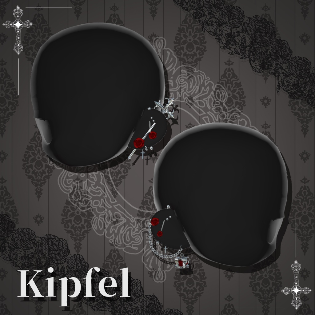 【10アバター対応】ゴシックネイル&ピアス-scarlet-