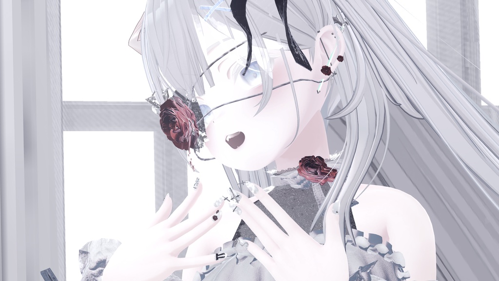 【10アバター対応】ゴシックネイル&ピアス-scarlet-