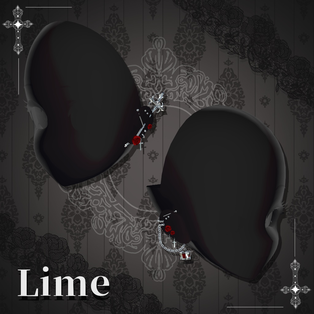 【10アバター対応】ゴシックネイル&ピアス-scarlet-