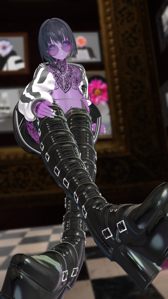 Punk Leather Long Boots【複数アバター対応/MA対応】