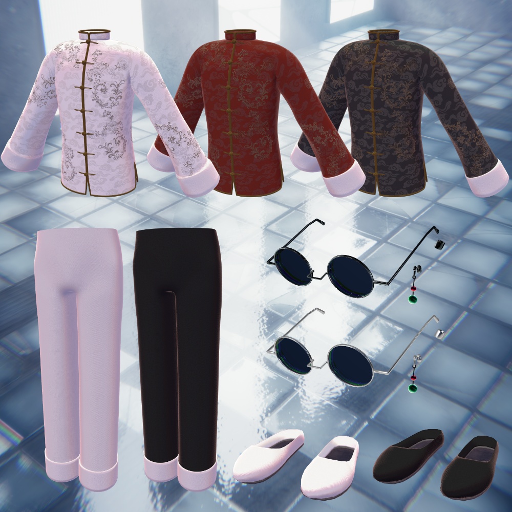 男性向けチャイナ服~花隱~【複数アバター対応】