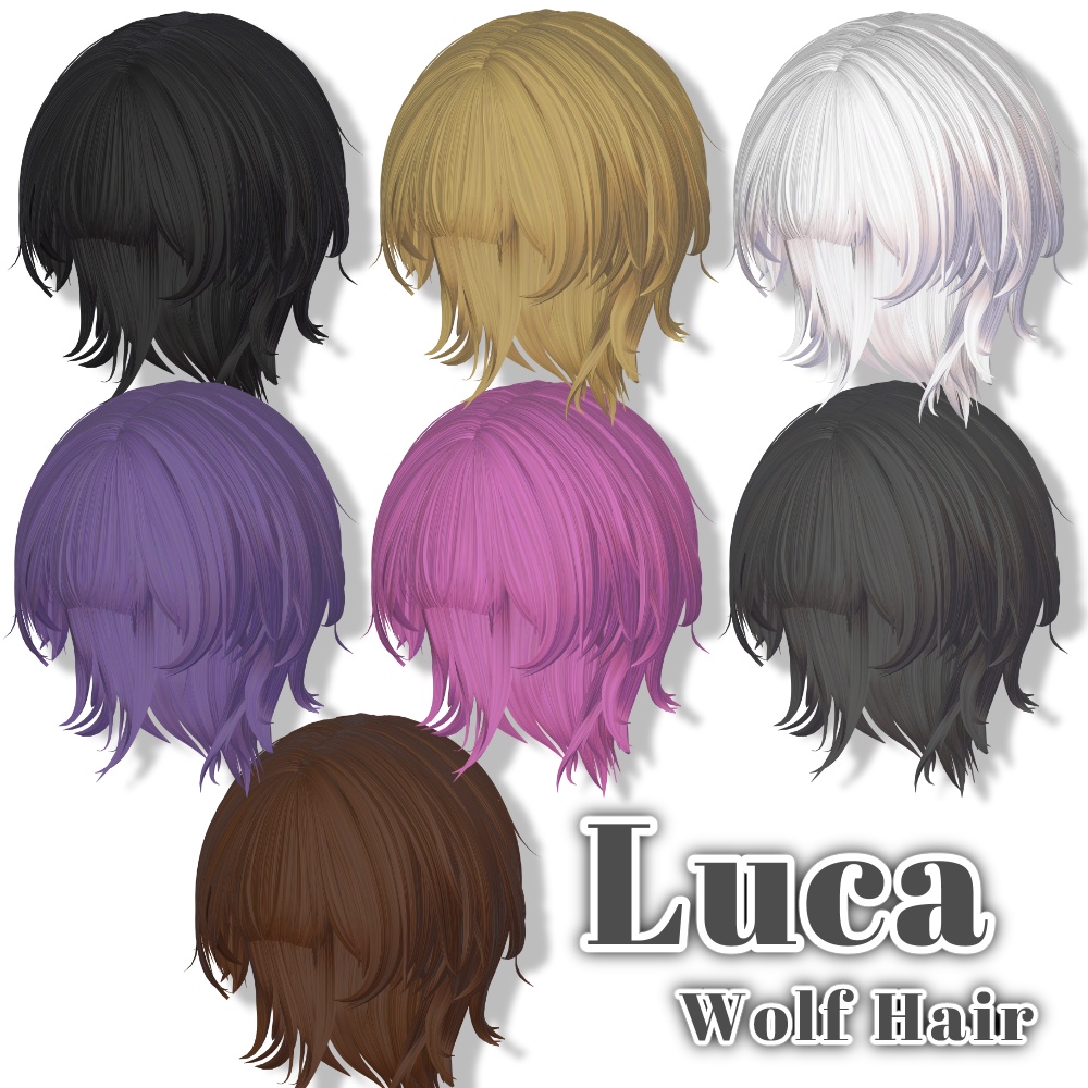 ✨50% off SALE✨【16 avatars】Luca Wolf Hair【VRC Hair】