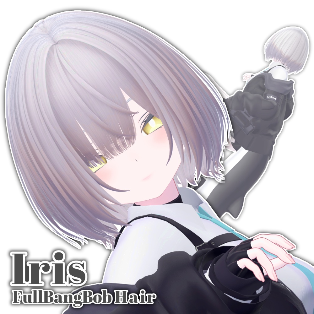 【11 avatars】Iris FullBangBob Hair【VRC Hair】