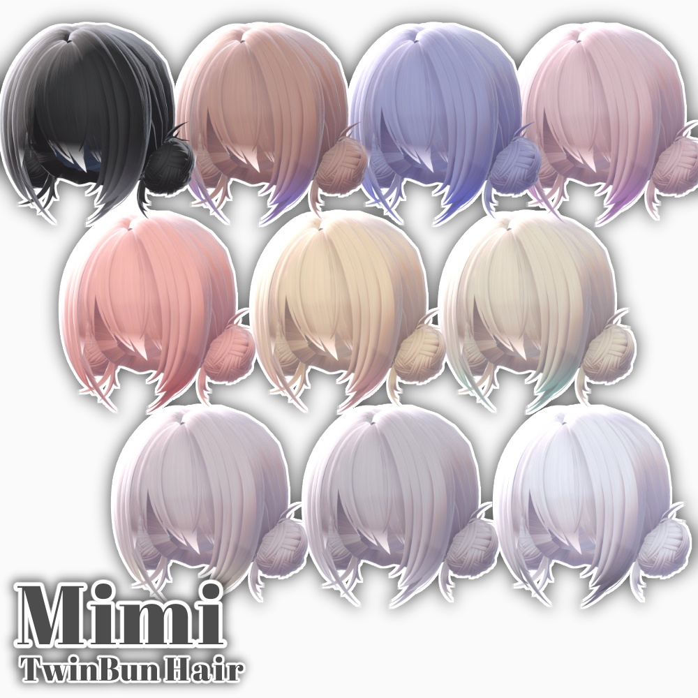 ✨Sale✨【12 avatars】Mimi TwinBun Hair【VRC Hair】