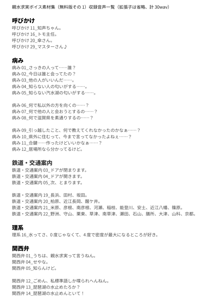 親水求実ボイス素材集(無料版その1)